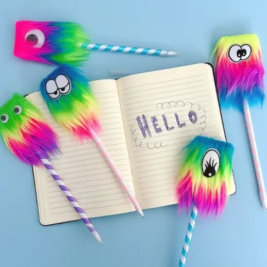 Wrapables Fluffy Rainbow Monster Pens (Set of 5) image {2}