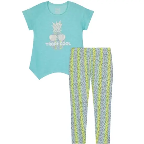 Sleep On It Girls Tropi-Cool 2-Piece Capri Legging Pajama Sleep Set image {6}