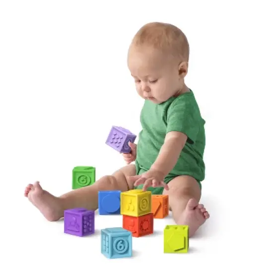 Bright Starts Kaleido Cubes 9pk Stack and Squeeze Baby Bath Toy Blocks image {9}