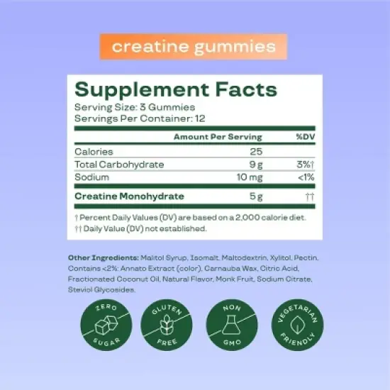 BLOOM NUTRITION Creatine Monohydrate Gummies - Orange Squeeze - 12ct image {3}