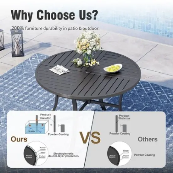 Captiva Designs 5pc Outdoor Patio Steel Dining Table & Stylish Cushioned Metal Chairs image {11}