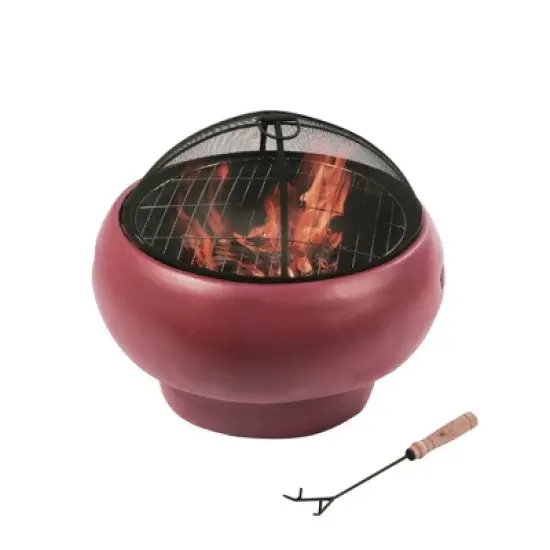 22" Round Concrete Wood Burning Fire Pit - Teamson Home image {2}