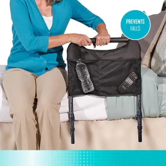 Able Life Bedside Safety Handle & Organizer Pouch for Seniors, Black image {1}