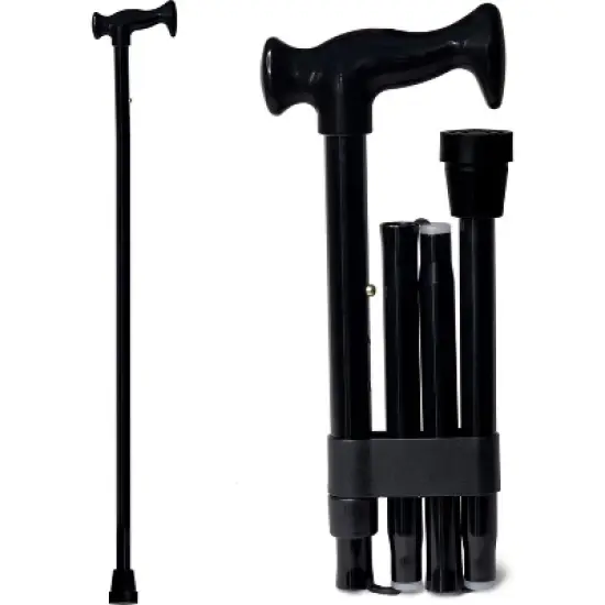 DMI Adjustable Folding Cane with Carrying Case, Lightweight Aluminum, Derby Handle, Black image {4}