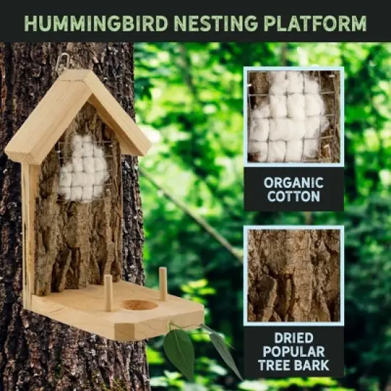 Uncle Dunkels Backyard Hummingbird Nester; Rustic Handmade Hummingbird Nest Builder image {6}