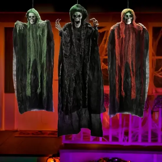 Joyfy 3 Pack Halloween Decoration Hanging Grim Reapers, Halloween Skeleton Flying Ghost D&eacute;cor Prop for Indoor Outdoor Use image {7}