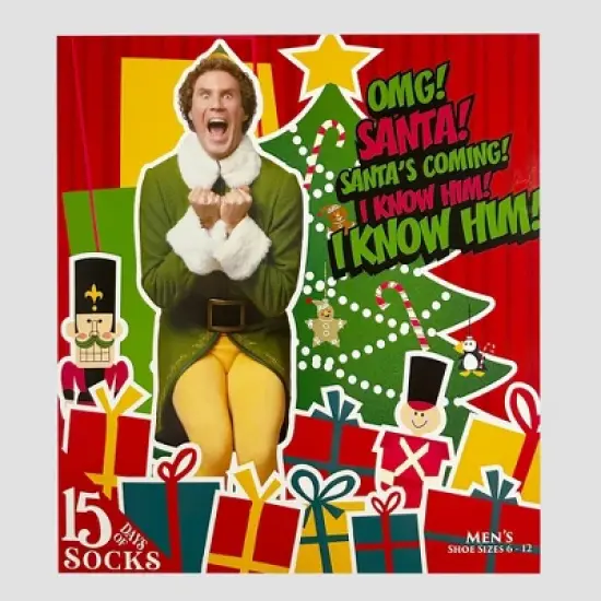 Men's Elf 15 Days of Socks Advent Calendar - Assorted Colors 6-12 image {1}