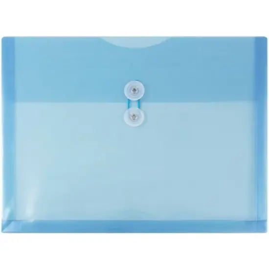 JAM Paper 9 3/4'' x 13'' 12pk Plastic Envelopes with Button and String Tie Closure, Letter Booklet image {4}