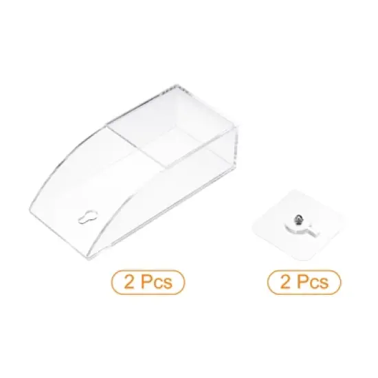 Unique Bargains Acrylic Wall Mounted Charging Remote Control Holder 1 Slot 2 Pcs image {2}