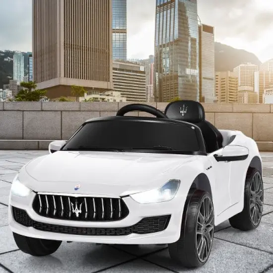 Costway 12V Maserati Licensed Kids Ride on Car w/ RC Remote Control Led Lights MP3 BluePinkWhite image {1}