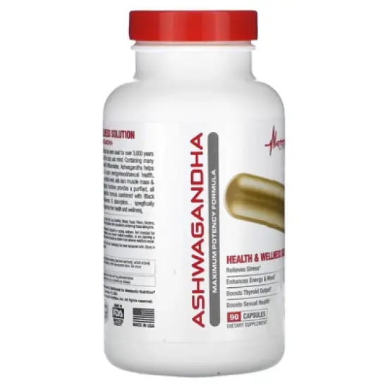 Metabolic Nutrition Ashwagandha 2200mg Made with Organic Ashwagandha Powder and Black Pepper Extract, 90 Vegan Capusles image {3}