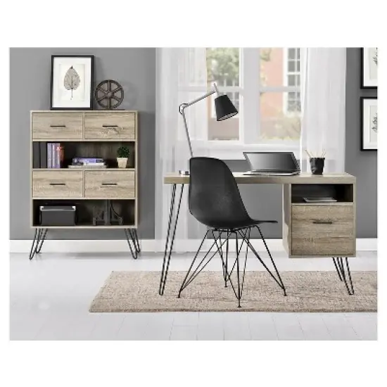 Seasons Hairpin Computer Desk Sonoma Oak/ Gunmetal Gray - Room & Joy image {5}