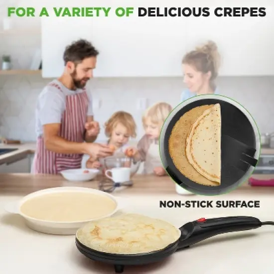 NutriChef Electric Griddle Crepe Maker-Hot Plate Cooktop, Nonstick Coating, Automatic Temperature Control & Plug-in Operation for Kitchen & Countertop image {2}