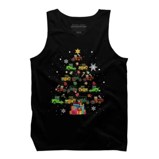 Men's Design By Humans Christmas Tractor Tree Gift Farmer Shirts Funny Tractor Xmas By VitMon Tank Top image {4}