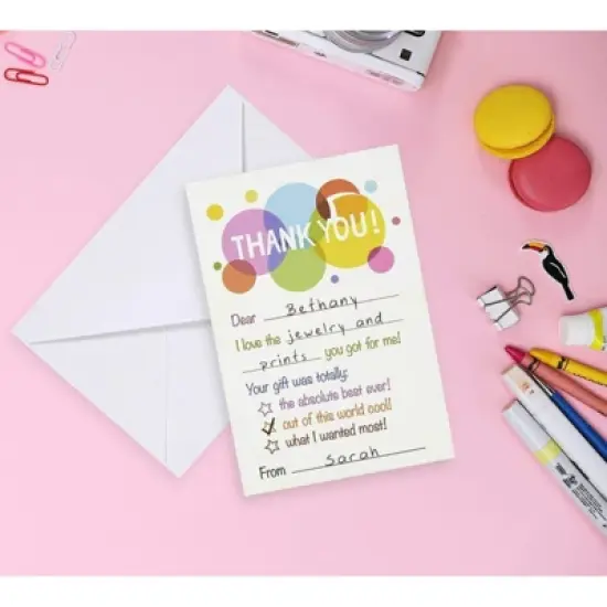50-Count Bulk Post card Style Thank You Cards Set Thanks note with Envelopes image {1}