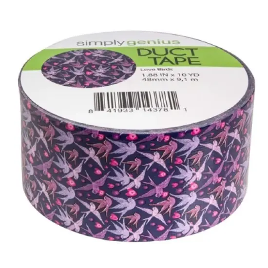 Simply Genius Pattern Duct Tape Heavy Duty, Colored Craft Supplies for Kids & Adults DIY Projects, 1.8 in x 10 yards (Love Birds) image {1}