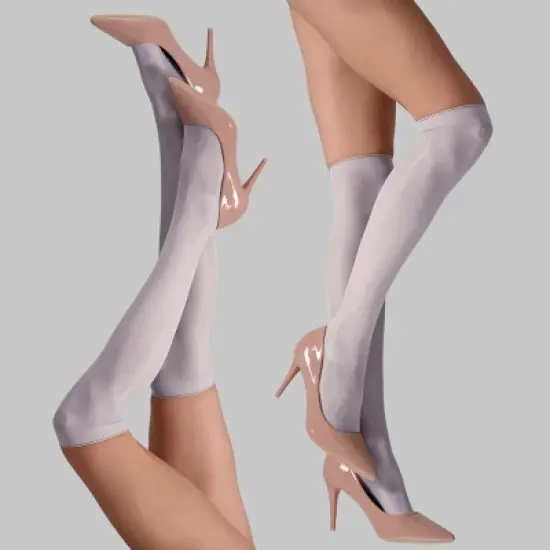 LECHERY Women's Lustrous Silky Shiny Sheer Dress Nylons Knee-Highs Stockings Socks (2 Pairs) image {13}