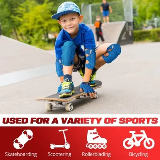 Lascoota Kids Knee Pads and Elbow Pads Set | Gloves, Elbow and Knee Pads | Skateboard Protective Gear - Small, Blue, Ages 3-14 image {4}