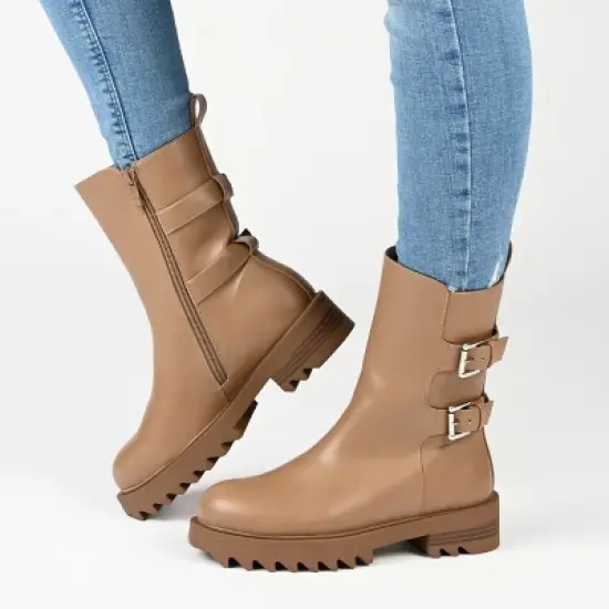 Journee Collection Womens Yasmine Almond Toe Block Heel High Ankle Booties image {8}