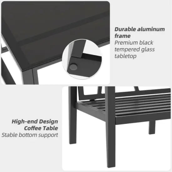 Aluminum Patio Furniture Set,4 Piece Modern Outdoor Conversation Sets image {5}