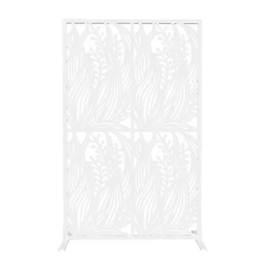 Lirago White Weatherproof Multi-functional Outdoor Screen-Laser-Cut Galvanized Steel Panel 74"Hx47.2"Wx15.74"D image {2}