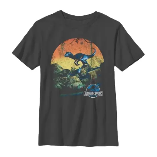 Boy's Jurassic World Retro Dinosaur Sunset T-Shirt image {2}
