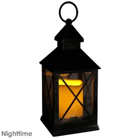 Sunnydaze 10" Yorktown Black Traditional Style Plastic and Glass Battery Operated Indoor LED Candle Lantern image {2}