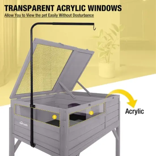 Aivituvin Wooden Tortoise House | Large Turtle Habitat with Legs-AIR70 image {4}