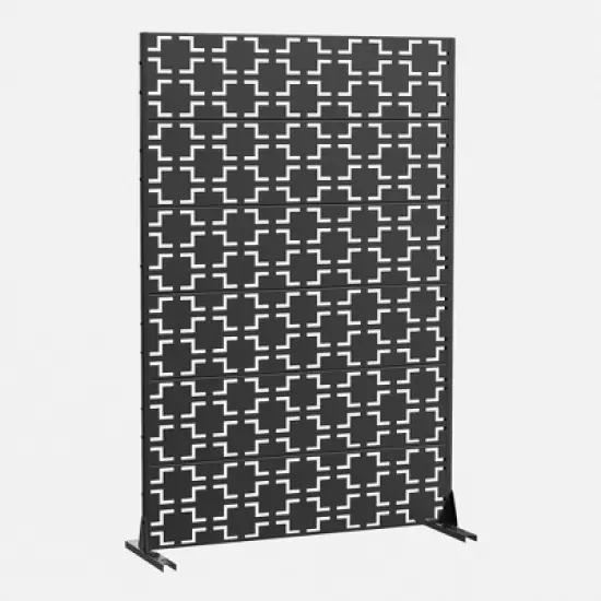 PexFix 47 in. x 72 in. Outdoor Metal Privacy Screen Garden Fence in Square Pattern in Black image {11}