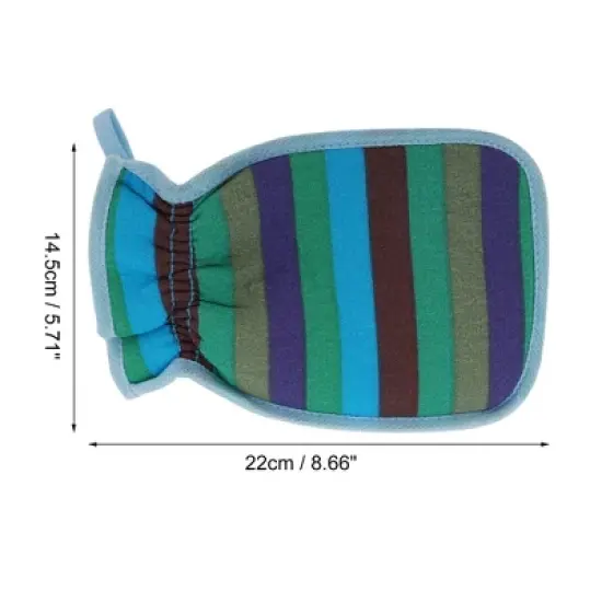 Unique Bargains Rainbow Stripes Shower Gloves for Bathroom 8.66"x5.71" Blue 1 Pc image {1}