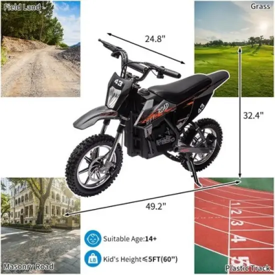 36V Kids Ride on Dirt Bike,15.5MPH Fast Speed Electric Battery-Powered Off-Road Motorcycle 500W Brushed Motor image {5}
