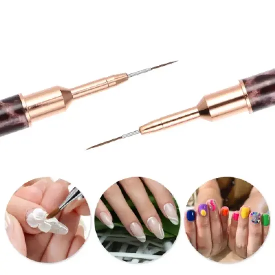 Unique Bargains Nail Art Liner Brushes Nails Gel Polish Painting Nail Art Design Brush Pen Set Nail Dotting Painting Drawing Pen Tool Leopard Print image {1}