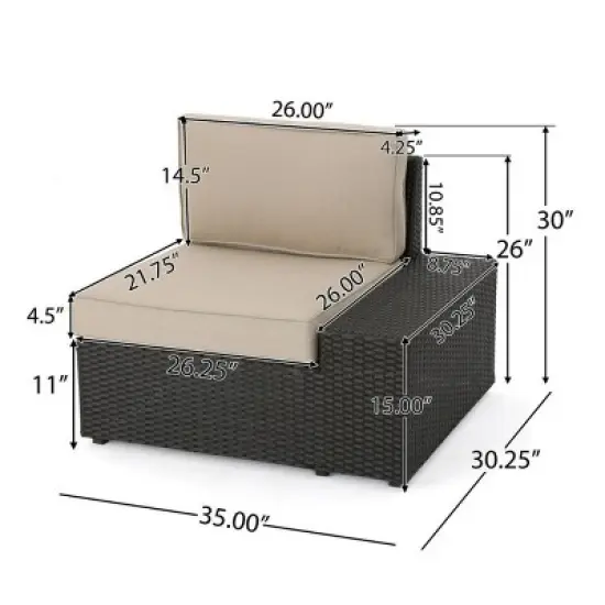 Outdoor Wicker Sectional Sofa Set with Cushions, 8-Piece Modular Patio Lounge Set with Coffee Table-Maison Boucle image {3}