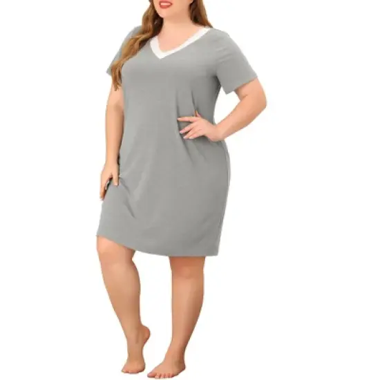 Agnes Orinda Women's Plus Size Solid Comfort Short Sleeves Nightgown image {9}