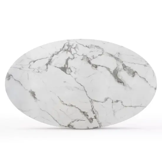 Harris 59'' Artificial Top Oval Dining Table With  Pedestal Base in White-The Pop Maison image {4}