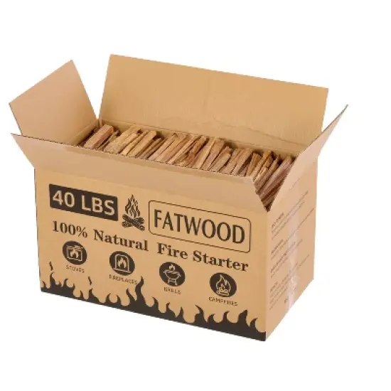 HANPURE 40 Lbs Fatwood Fire Starter Sticks, 100% Natural Kindling wood, Pine Firewood Firestarter for Campfire, Stove, Fireplace, Bonfires, Grill image {3}