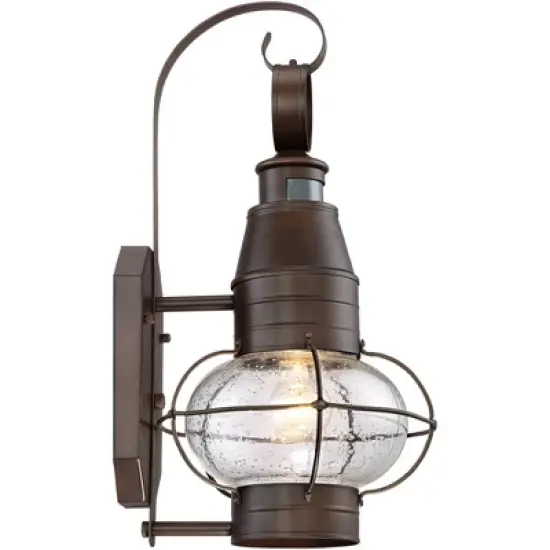 John Timberland Galt Rustic Outdoor Wall Light Fixture Oil Rubbed Bronze Motion Sensor Dusk to Dawn 19 3/4" Clear Seedy Glass for Post Exterior Barn image {7}