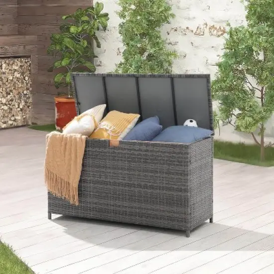 My Depot 125 Gallon Large Wicker Deck Box image {2}