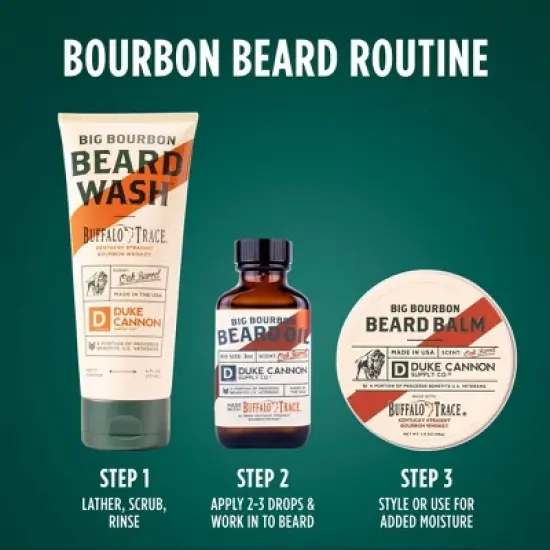 Duke Cannon Big Bourbon Beard Balm - Bourbon Oak Barrel Scent - Beard Balm for Men - Trial Size - 1.6 fl. oz image {5}