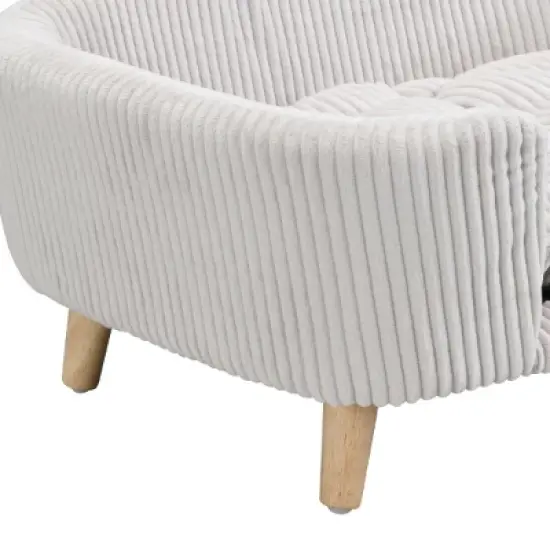 Lyngins Mid-Century Modern Dog Sofa Bed with Birch Legs and Plush Cushion, Elevated Dog Bed Frame for Small Dog (11&ndash;25 lbs), Pet Couch Bed image {9}