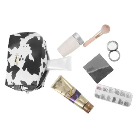 Unique Bargains Portable Makeup Bag Cosmetic Travel Toiletry Bag Waterproof Case Make Up Organizer Case for Women Black White image {5}