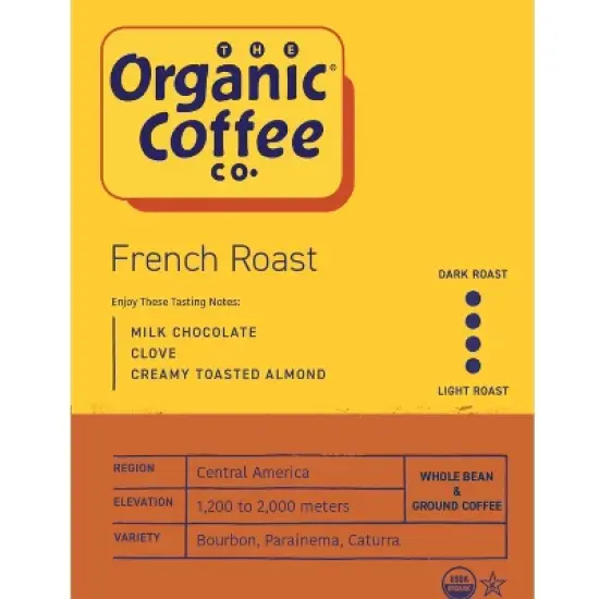 Organic Coffee Co., French Roast, 2lb (32oz) Whole Bean Coffee image {2}