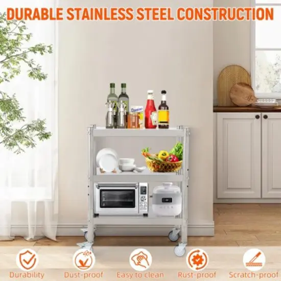 Storage Shelves, 5 Tier Stainless Steel Shelving Organizer, Heavy Duty Garage Shelving Unit, Stable Shelves Organizer for Home, Kitchen,Closet,Office image {5}