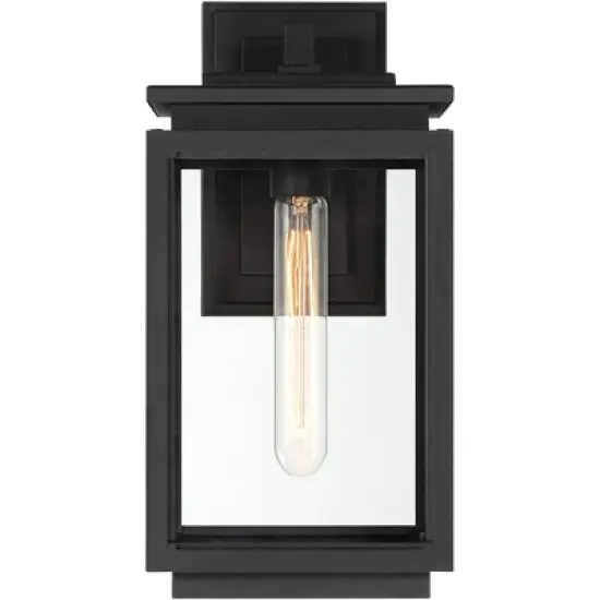 Possini Euro Design Atkins Modern Outdoor Wall Light Fixture Matte Black 14 1/4" Clear Glass for Post Exterior Barn Deck House Porch Yard Posts Patio image {4}