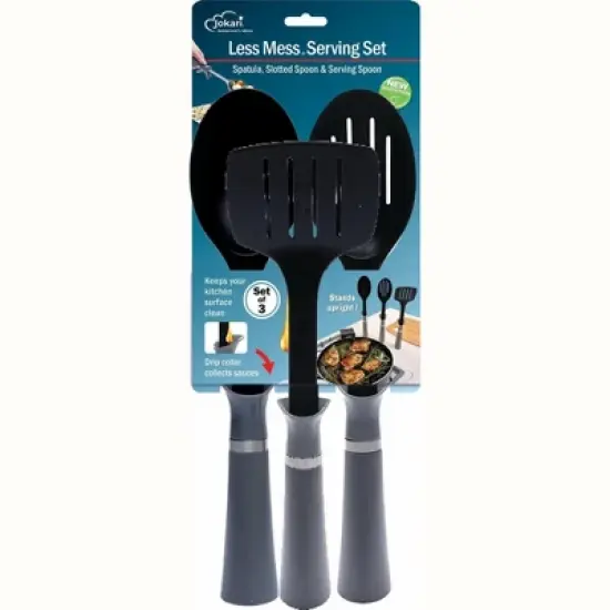 Jokari Less Mess Serving Set - Utensil Set with Built-in Drip Catchers & Portion Control - Keep Counters Clean & Organized image {5}