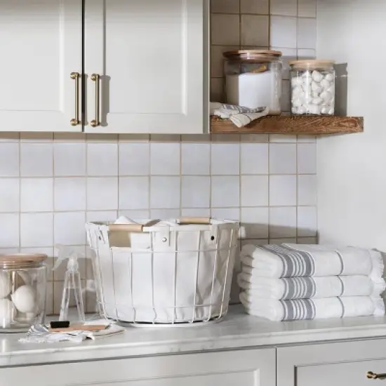 Wire & Fabric Laundry Hamper Sour Cream - Hearth & Hand&trade; with Magnolia image {4}