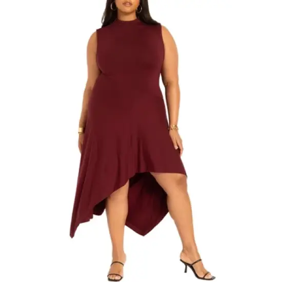 ELOQUII Women&rsquo;s Plus Size Asymmetrical Hem Jersey Dress image {3}