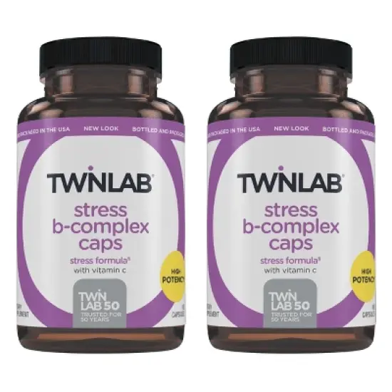 Twinlab Stress B-Complex Caps - Energy Support Supplement with Vitamin B12 and B6 - 100 Capsules (Pack of 2) image {6}