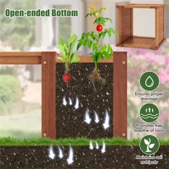 MOEPISY Garden Wood Planter Box with Bench, Teak image {2}