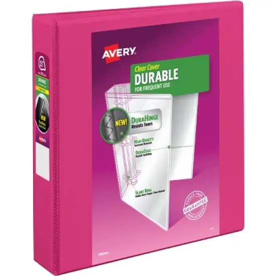 Avery Durable View 3 Ring Binder, 1.5" Slant Rings, 1 Pink Binder (17833) image {7}